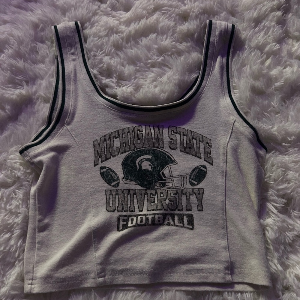 Women's White and Green University Crop Top